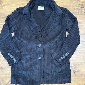 Free People We The Free $168 Everly XS Black Corduroy Oversized Blazer Jacket